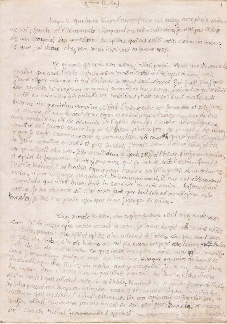 Pièce du manuscrit correspondant à la page 27-28 du livre